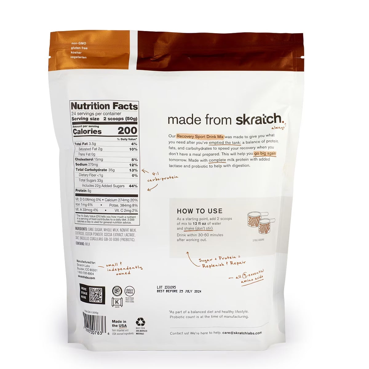 SKRATCH LABS - SPORT RECOVERY DRINK MIX: CHOCOLATE