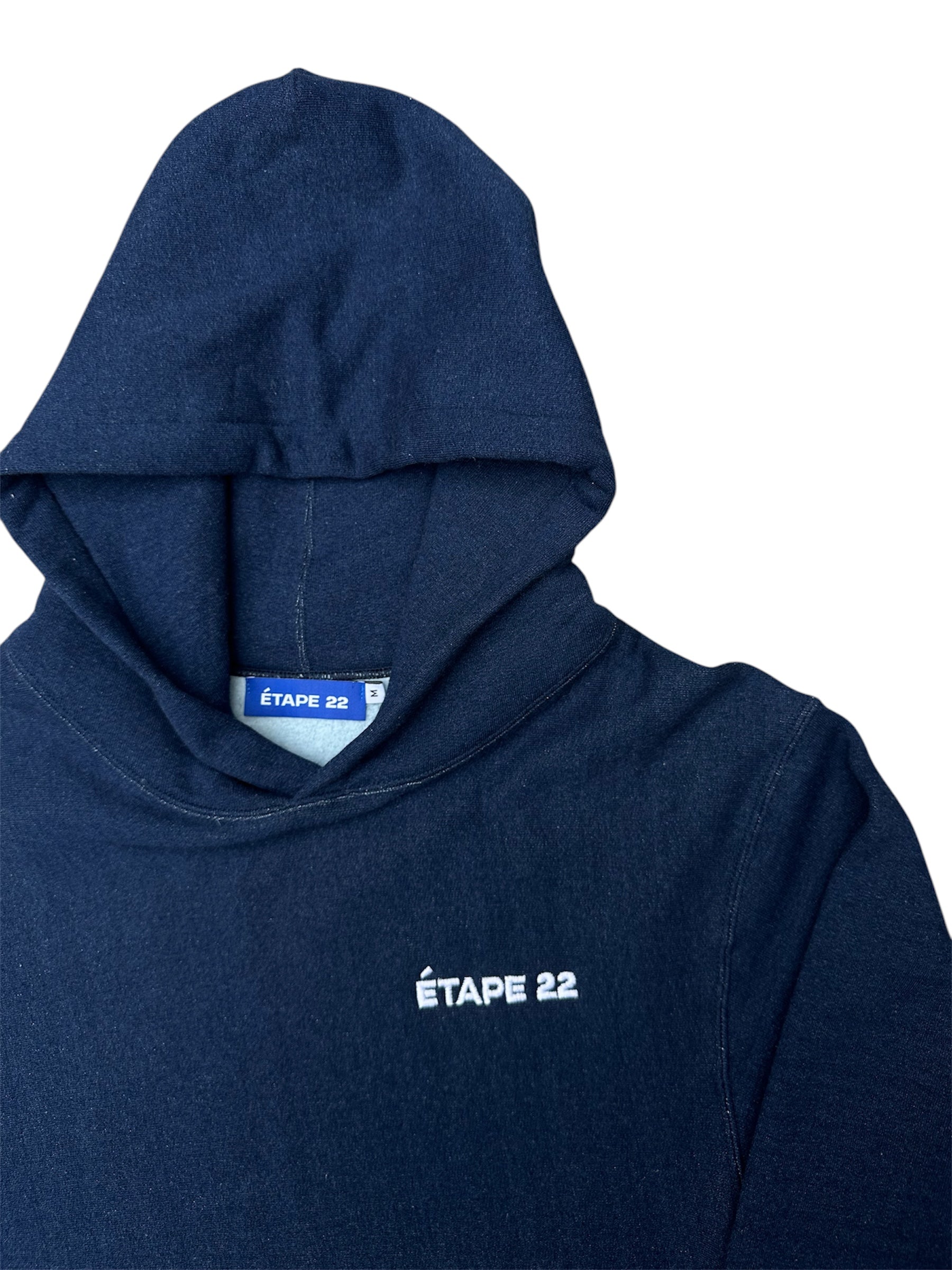 ÉTAPE 22 EMBROIDERED WORDMARK HOODIE - INDIGO